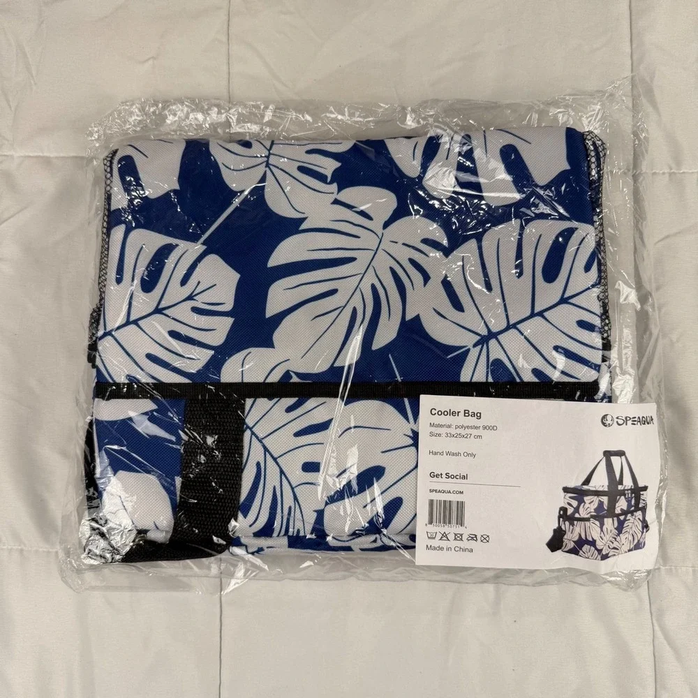 Speaqua Cooler Bag OS Blue Tropical‎ Monstera Leaf Print Insulated NEW